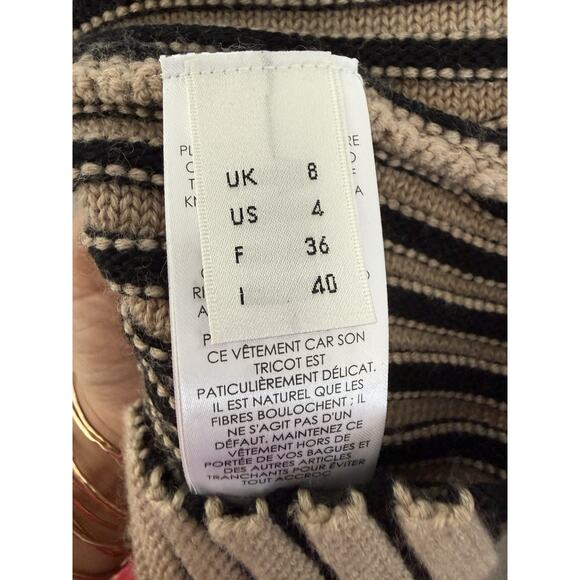 Victoria Victoria Beckham Ribbed Knit Wool Midi Skirt Size 4 Beige - Picture 8 of 10